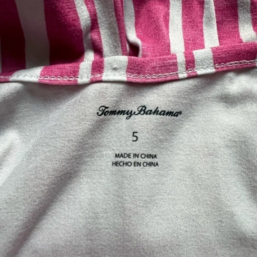 Tommy‎ Bahama Kids Pink White Striped Tiered Ruffle Pineapple Sun Dress Size 5